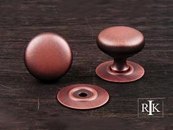 Plain Knob with Detachable Back Plate 1 1/4" (32mm) - Distressed Copper - New York Hardware Online