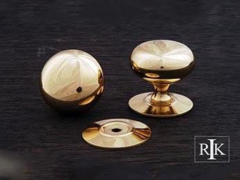 Plain Knob with Detachable Back Plate 1 1/4" (32mm) - Polished Brass - New York Hardware Online
