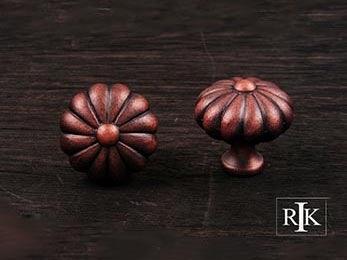 Melon Knob 1 1/4" (32mm) - Distressed Copper - New York Hardware Online