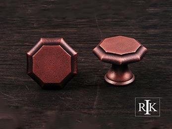 Octagonal Knob 1 1/4" (32mm) - Distressed Copper - New York Hardware Online