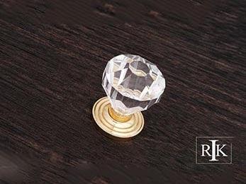 Diamond Cut Acrylic Knob 1 1/4" (32mm) - Polished Brass - New York Hardware Online