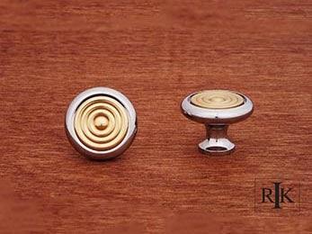 Knob with Riveted Brass Circular Insert 1 1/4" (32mm) - Chrome & Brass - New York Hardware Online