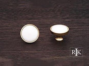 Porcelain Brass and White Knob 1 1/4" (32mm) - Polished Brass - New York Hardware Online