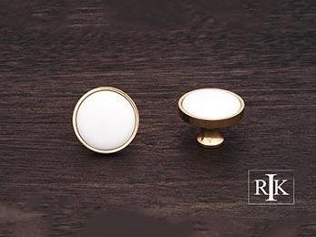 Porcelain Brass and White Knob 1 1/4" (32mm) - Polished Brass - New York Hardware Online