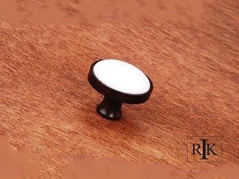 Porcelain Oil Rubbed and White Knob 1 1/4" (32mm) - Oil Rubbed Bronze - New York Hardware Online