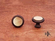 Plain Knob with Flat Brass Insert 1 1/4" (32mm) - Oil Rubbed & Brass - New York Hardware Online