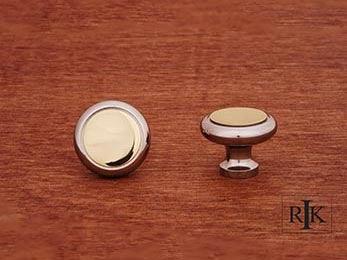 Plain Knob with Flat Brass Insert 1 1/4" (32mm) - Chrome & Brass - New York Hardware Online