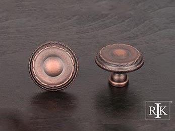 Large Double Roped Edge Knob 1 1/2" (38mm) - Distressed Copper - New York Hardware Online