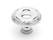 Large Double Roped Edge Knob 1 1/2" (38mm) - Polished Nickel - New York Hardware Online
