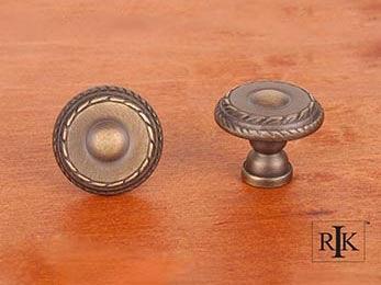 Small Double Roped Edge Knob 1 1/4" (32mm) - Antique English - New York Hardware
