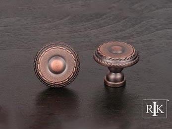 Small Double Roped Edge Knob 1 1/4" (32mm) - Distressed Copper - New York Hardware