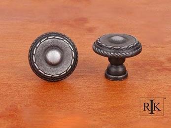 Small Double Roped Edge Knob 1 1/4" (32mm) - Distressed Nickel - New York Hardware
