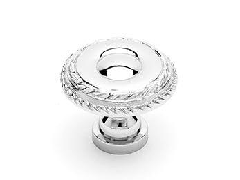 Small Double Roped Edge Knob 1 1/4" (32mm) - Polished Nickel - New York Hardware