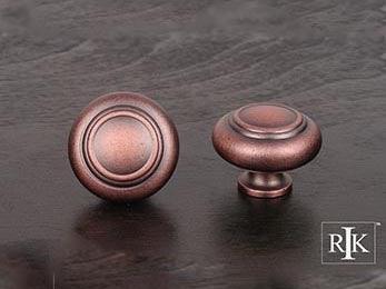 Large Double Ringed Knob 1 1/2" (38mm) - Distressed Copper - New York Hardware Online