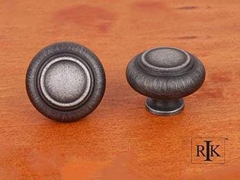 Large Double Ringed Knob 1 1/2" (38mm) - Distressed Nickel - New York Hardware Online