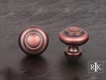 Small Double Ringed Knob 1 1/4" (32mm) - Distressed Copper - New York Hardware