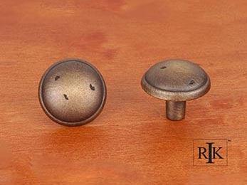 Distressed Mushroom Knob with Ring Edge 1 3/8" (35mm) - Antique English - New York Hardware Online