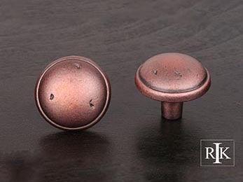 Distressed Mushroom Knob with Ring Edge 1 3/8" (35mm) - Distressed Copper - New York Hardware Online