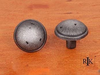 Distressed Mushroom Knob with Ring Edge 1 3/8" (35mm) - Distressed Nickel - New York Hardware Online