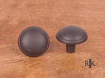 Distressed Mushroom Knob with Ring Edge 1 3/8" (35mm) - Oil Rubbed Bronze - New York Hardware Online