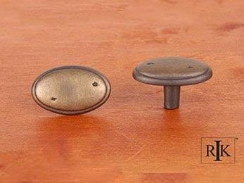 Distressed Oval Knob with Ring Edge 1 5/8" (41mm) - Antique English - New York Hardware Online