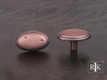 Distressed Oval Knob with Ring Edge 1 5/8" (41mm) - Distressed Copper - New York Hardware Online