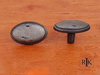 Distressed Oval Knob with Ring Edge 1 5/8" (41mm) - Distressed Nickel - New York Hardware Online
