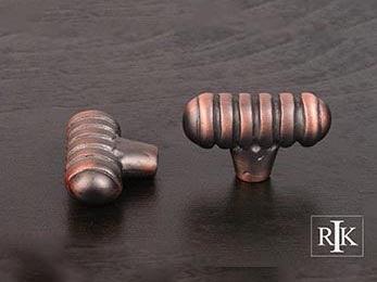Distressed Large Ribbed Knob 1 13/16" (46mm) - Distressed Copper - New York Hardware Online