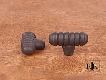 Distressed Large Ribbed Knob 1 13/16" (46mm) - Oil Rubbed Bronze - New York Hardware Online