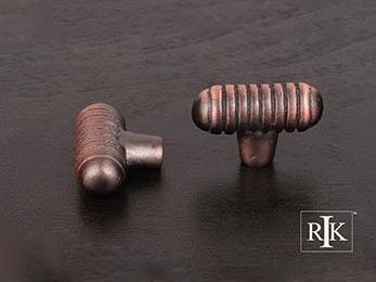 Distressed Small Ribbed Knob 1 9/16" (40mm) - Distressed Copper - New York Hardware Online