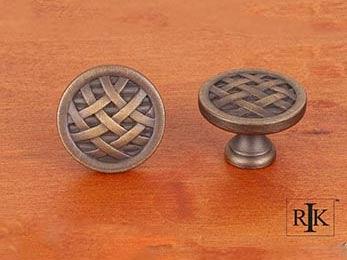 Large Cross-Hatched Knob 1 1/2" (38mm) - Antique English - New York Hardware Online