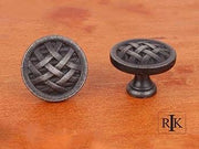 Large Cross-Hatched Knob 1 1/2" (38mm) - Distressed Nickel - New York Hardware Online