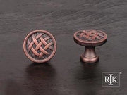 Small Cross-Hatched Knob 1 1/4" (32mm) - Distressed Copper - New York Hardware