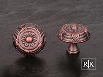 Large Crosses and Petals Knob 1 1/2" (38mm) - Distressed Copper - New York Hardware Online