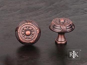 Small Crosses and Petals Knob 1 1/4" (32mm) - Distressed Copper - New York Hardware