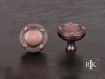 Lines and Crosses Knob 1 1/4" (32mm) - Distressed Copper - New York Hardware Online