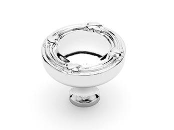 Lines and Crosses Knob 1 1/4" (32mm) - Polished Nickel - New York Hardware Online