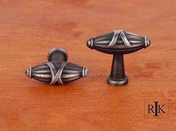Small Crossed Indian Drum Knob 1 11/16" (43mm) - Distressed Nickel - New York Hardware