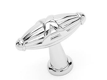 Small Crossed Indian Drum Knob 1 11/16" (43mm) - Polished Nickel - New York Hardware