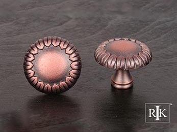 Large Petals @ Edge Knob 1 1/2" (38mm) - Distressed Copper - New York Hardware Online