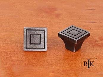 Large Contemporary Square Knob 1 1/16" (27mm) - Distressed Nickel - New York Hardware Online