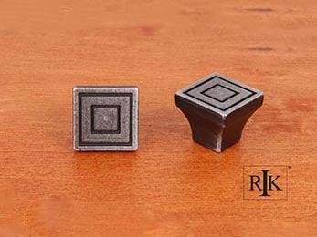 Small Contemporary Square Knob 7/8" (22mm) - Distressed Nickel - New York Hardware