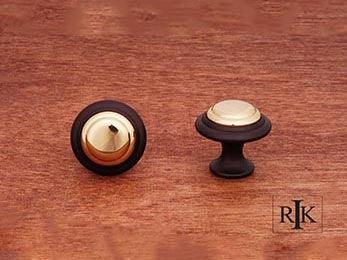 Step Up Knob with Brass Middle 1 1/4" (32mm) - Oil Rubbed & Brass - New York Hardware