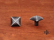 Square Knob with Divet Indents  1 1/4" (32mm) - Distressed Nickel - New York Hardware