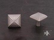 Square Knob with Divet Indents  1 1/4" (32mm) - Pewter - New York Hardware