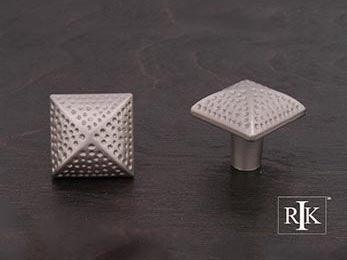 Square Knob with Divet Indents  1 1/4" (32mm) - Pewter - New York Hardware