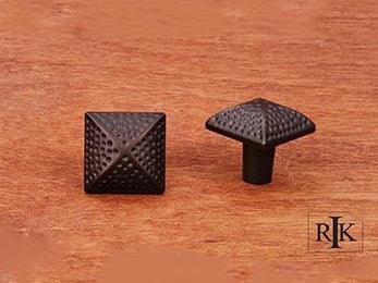 Square Knob with Divet Indents  1 1/4" (32mm) - Oil Rubbed Bronze - New York Hardware