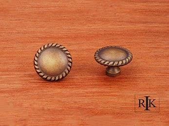 Plain Knob with Rope @ Edge  1 1/4" (32mm) - Antique English - New York Hardware Online