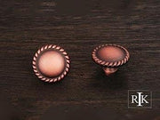 Plain Knob with Rope @ Edge  1 1/4" (32mm) - Distressed Copper - New York Hardware Online