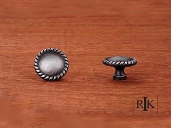 Plain Knob with Rope @ Edge  1 1/4" (32mm) - Distressed Nickel - New York Hardware Online